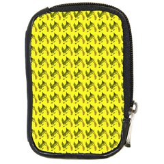 Fern Pattern 2 Yellow Compact Camera Leather Case by violetheavensky