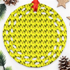 Fern Pattern 2 Yellow Ornament (round Filigree) by violetheavensky