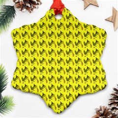 Fern Pattern 2 Yellow Snowflake Ornament (two Sides) by violetheavensky