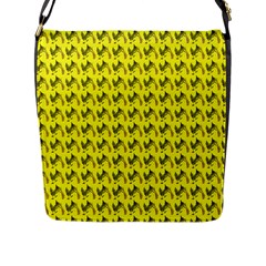 Fern Pattern 2 Yellow Flap Closure Messenger Bag (l) by violetheavensky