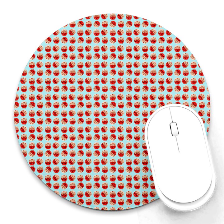 Kawaii Jam Pattern Aqua Round Mousepads