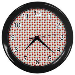 Kawaii Jam Pattern Aqua Wall Clock (black) by violetheavensky