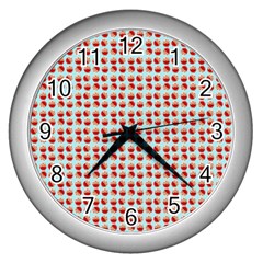 Kawaii Jam Pattern Aqua Wall Clock (silver) by violetheavensky