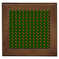 Kawaii Pumpkin Patt Green Framed Tile by violetheavensky