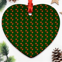 Kawaii Pumpkin Patt Green Ornament (heart) by violetheavensky