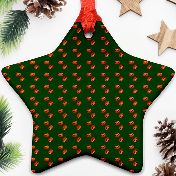 Kawaii Pumpkin Patt Green Ornament (Star)