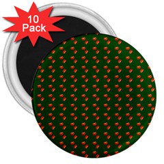 Kawaii Pumpkin Patt Green 3  Magnets (10 pack) 