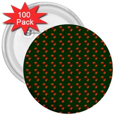 Kawaii Pumpkin Patt Green 3  Buttons (100 pack) 