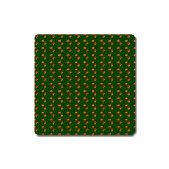 Kawaii Pumpkin Patt Green Square Magnet by violetheavensky