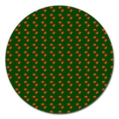 Kawaii Pumpkin Patt Green Magnet 5  (round) by violetheavensky