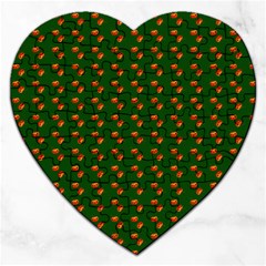 Kawaii Pumpkin Patt Green Jigsaw Puzzle (Heart)