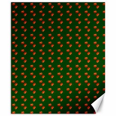 Kawaii Pumpkin Patt Green Canvas 8  x 10 