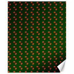 Kawaii Pumpkin Patt Green Canvas 16  x 20 