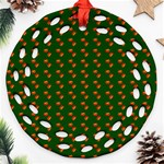 Kawaii Pumpkin Patt Green Ornament (Round Filigree) Front