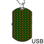 Kawaii Pumpkin Patt Green Dog Tag USB Flash (One Side) Front