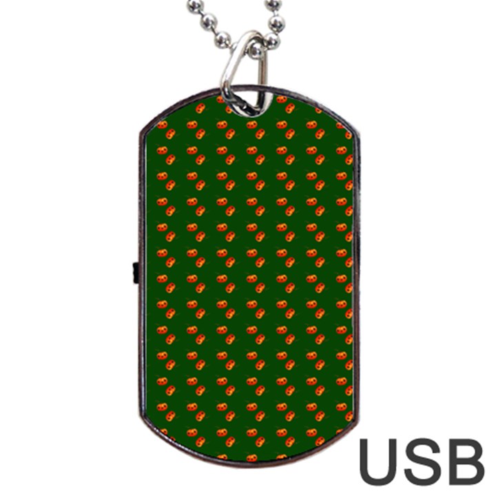 Kawaii Pumpkin Patt Green Dog Tag USB Flash (One Side)