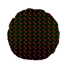 Kawaii Pumpkin Patt Green Standard 15  Premium Round Cushions