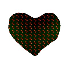 Kawaii Pumpkin Patt Green Standard 16  Premium Heart Shape Cushions