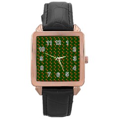 Kawaii Pumpkin Patt Green Rose Gold Leather Watch  by violetheavensky