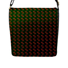 Kawaii Pumpkin Patt Green Flap Closure Messenger Bag (l) by violetheavensky