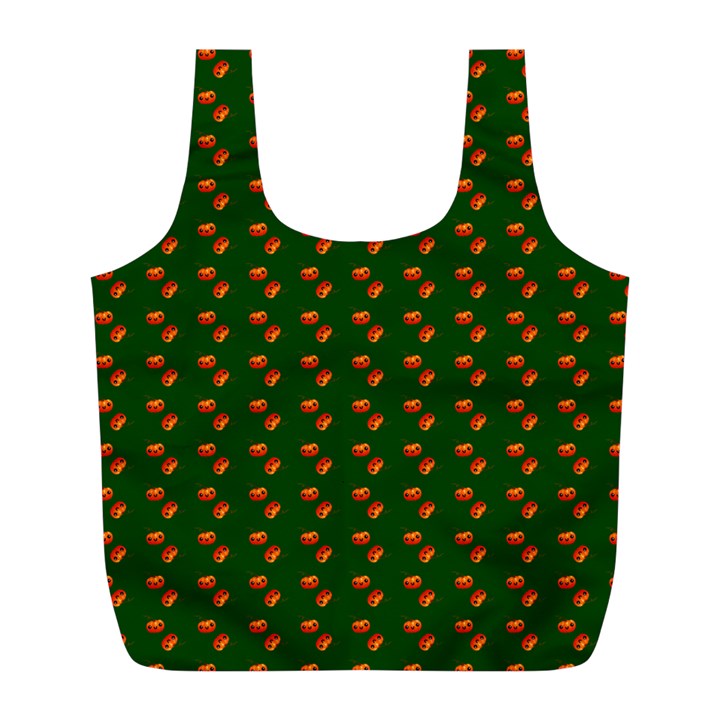 Kawaii Pumpkin Patt Green Full Print Recycle Bag (L)