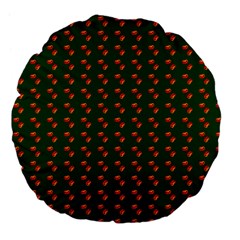 Kawaii Pumpkin Patt Green Large 18  Premium Flano Round Cushions