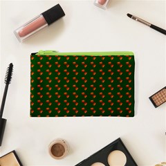 Kawaii Pumpkin Patt Green Cosmetic Bag (XS)