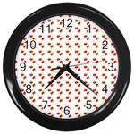 Kawaii Pumpkin Patt White Wall Clock (Black) Front