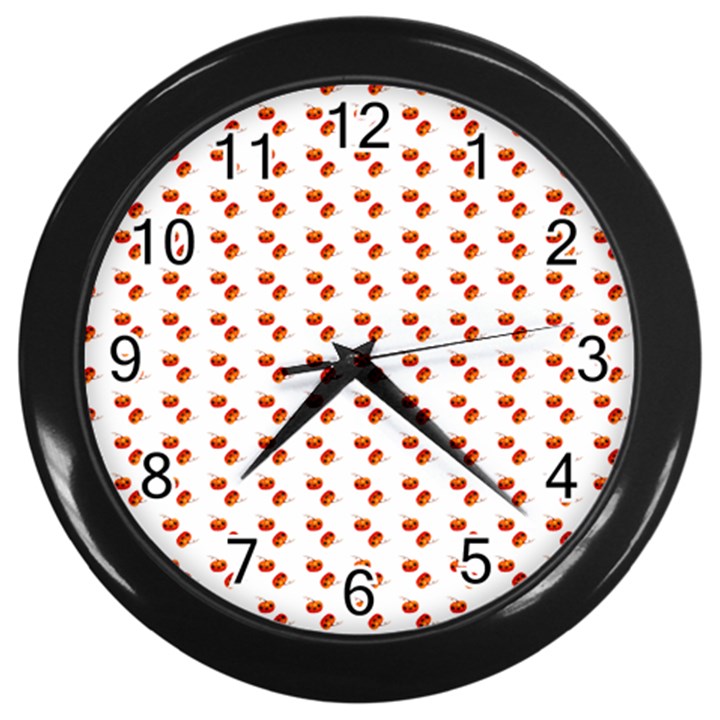 Kawaii Pumpkin Patt White Wall Clock (Black)