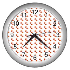 Kawaii Pumpkin Patt White Wall Clock (silver) by violetheavensky