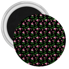 Pink Carnation Black 3  Magnets by violetheavensky