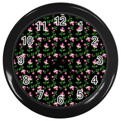 Pink Carnation Black Wall Clock (black) by violetheavensky