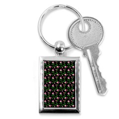 Pink Carnation Black Key Chain (rectangle) by violetheavensky