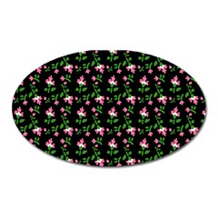 Pink Carnation Black Oval Magnet by violetheavensky