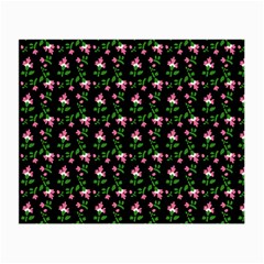 Pink Carnation Black Small Glasses Cloth by violetheavensky