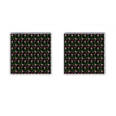 Pink Carnation Black Cufflinks (square) by violetheavensky