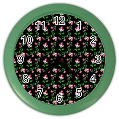 Pink Carnation Black Color Wall Clock by violetheavensky