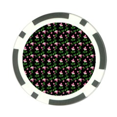 Pink Carnation Black Poker Chip Card Guard by violetheavensky