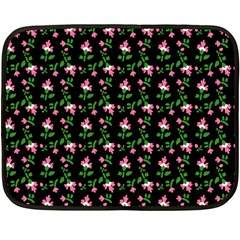 Pink Carnation Black Fleece Blanket (mini) by violetheavensky