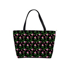 Pink Carnation Black Classic Shoulder Handbag by violetheavensky