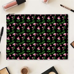 Pink Carnation Black Cosmetic Bag (xl) by violetheavensky