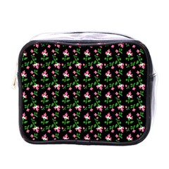 Pink Carnation Black Mini Toiletries Bag (one Side) by violetheavensky