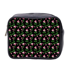 Pink Carnation Black Mini Toiletries Bag (two Sides) by violetheavensky