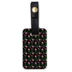 Pink Carnation Black Luggage Tag (one Side) by violetheavensky