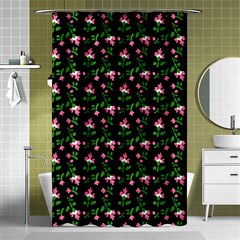 Pink Carnation Black Shower Curtain 48  X 72  (small)  by violetheavensky