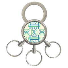 Abstract Pattern Geometric Backgrounds   3-ring Key Chain by Eskimos