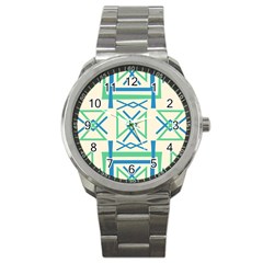 Abstract Pattern Geometric Backgrounds   Sport Metal Watch by Eskimos