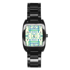 Abstract Pattern Geometric Backgrounds   Stainless Steel Barrel Watch by Eskimos