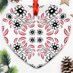 Folk Flowers Print Floral Pattern Ethnic Art Ornament (heart) by Eskimos