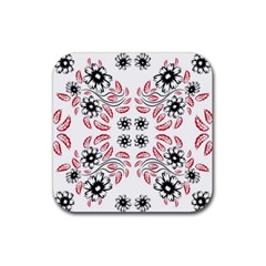 Folk Flowers Print Floral Pattern Ethnic Art Rubber Coaster (square) by Eskimos